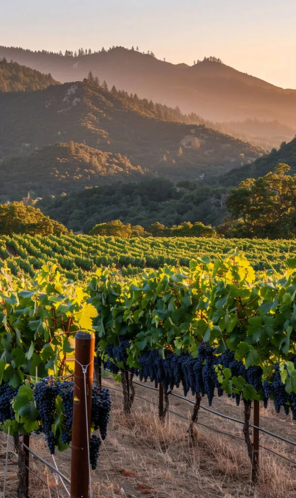 Stunning view from vineyard with grapevines nature scaled
